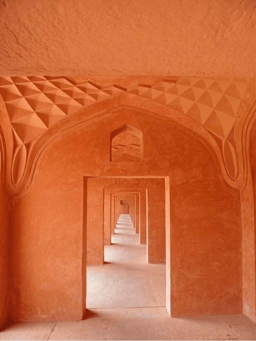 Silhouette with red-orange burst